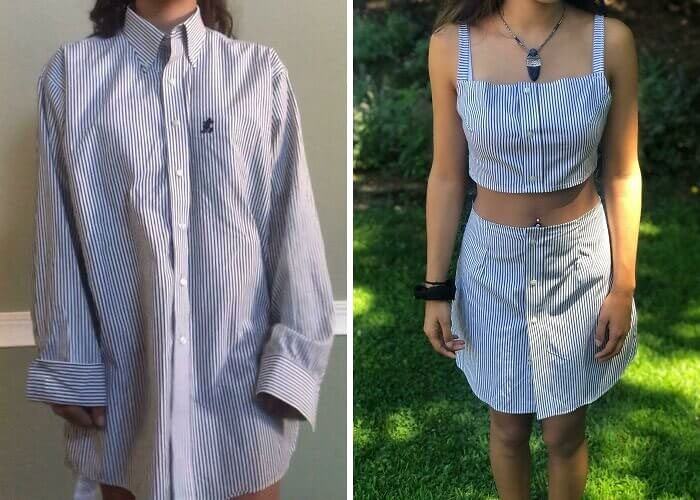 Turn Your Dad's or Boyfriend's Old Button-Down Into a Cute Matching Set