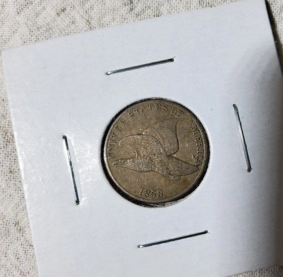 1858 Flying Eagle Cent Penny (8 Over 7 Variety) - $11,083 (Uncirculated Mint State)