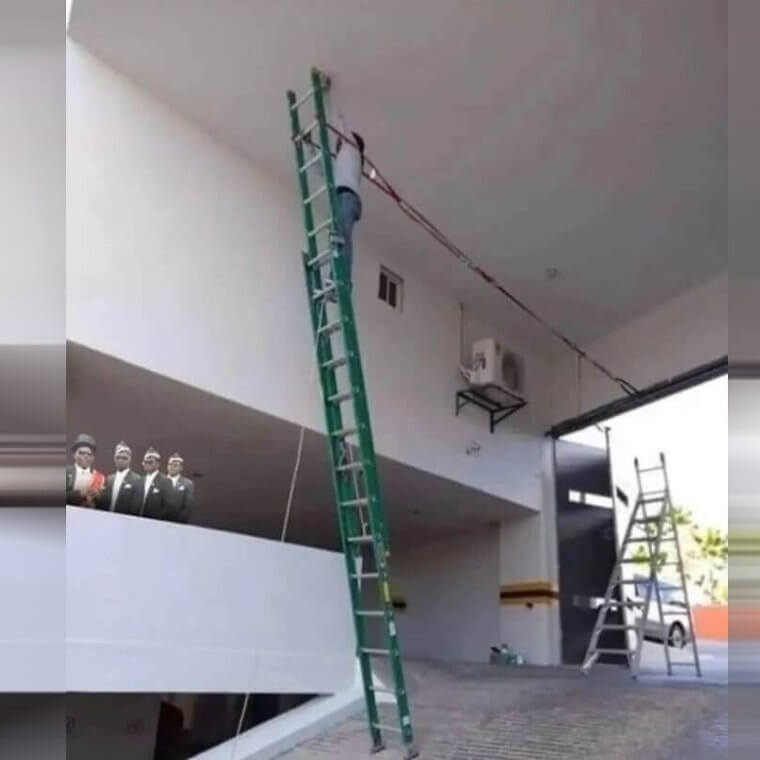 A Ladder That Is Literally Strapped up