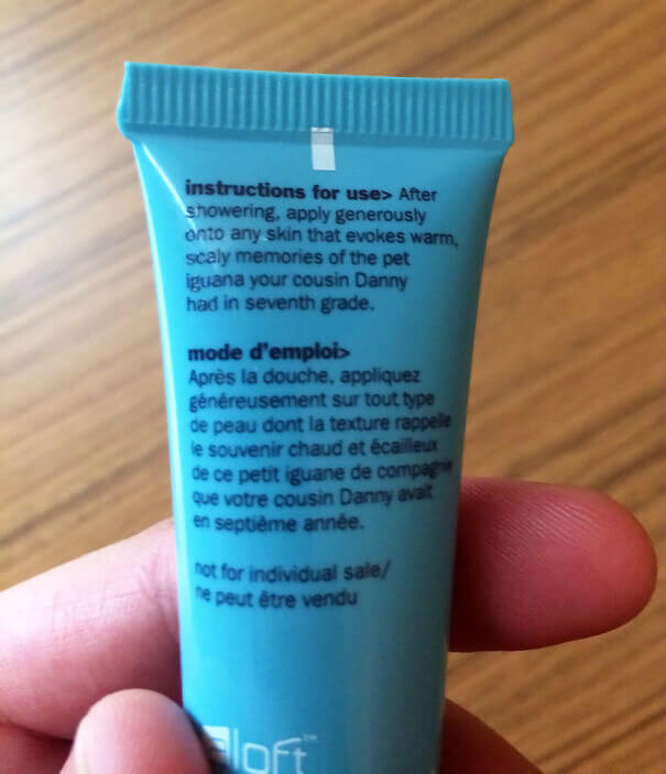 Hotel Lotion With A Sense Of Humor