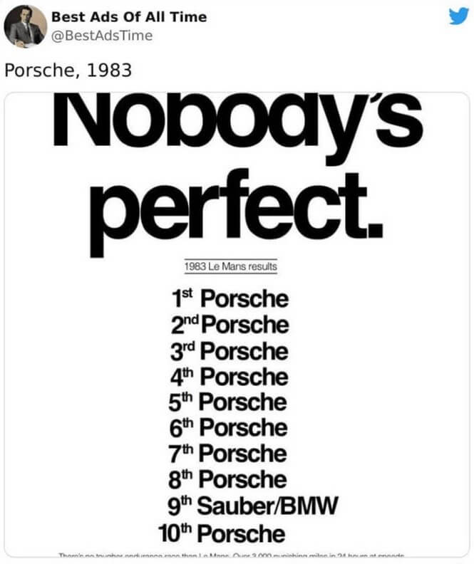 Porsche's 'Nobody's Perfect' Ad
