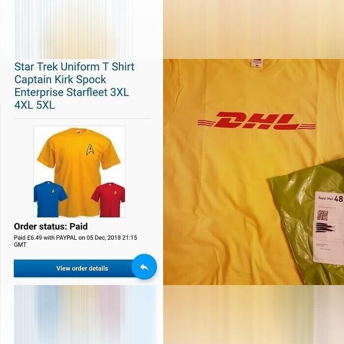When You Tried to Buy Star Trek Shirts and You Get DHL
