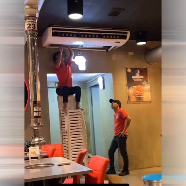 When You Don't Have a Ladder - Use 40 Chairs